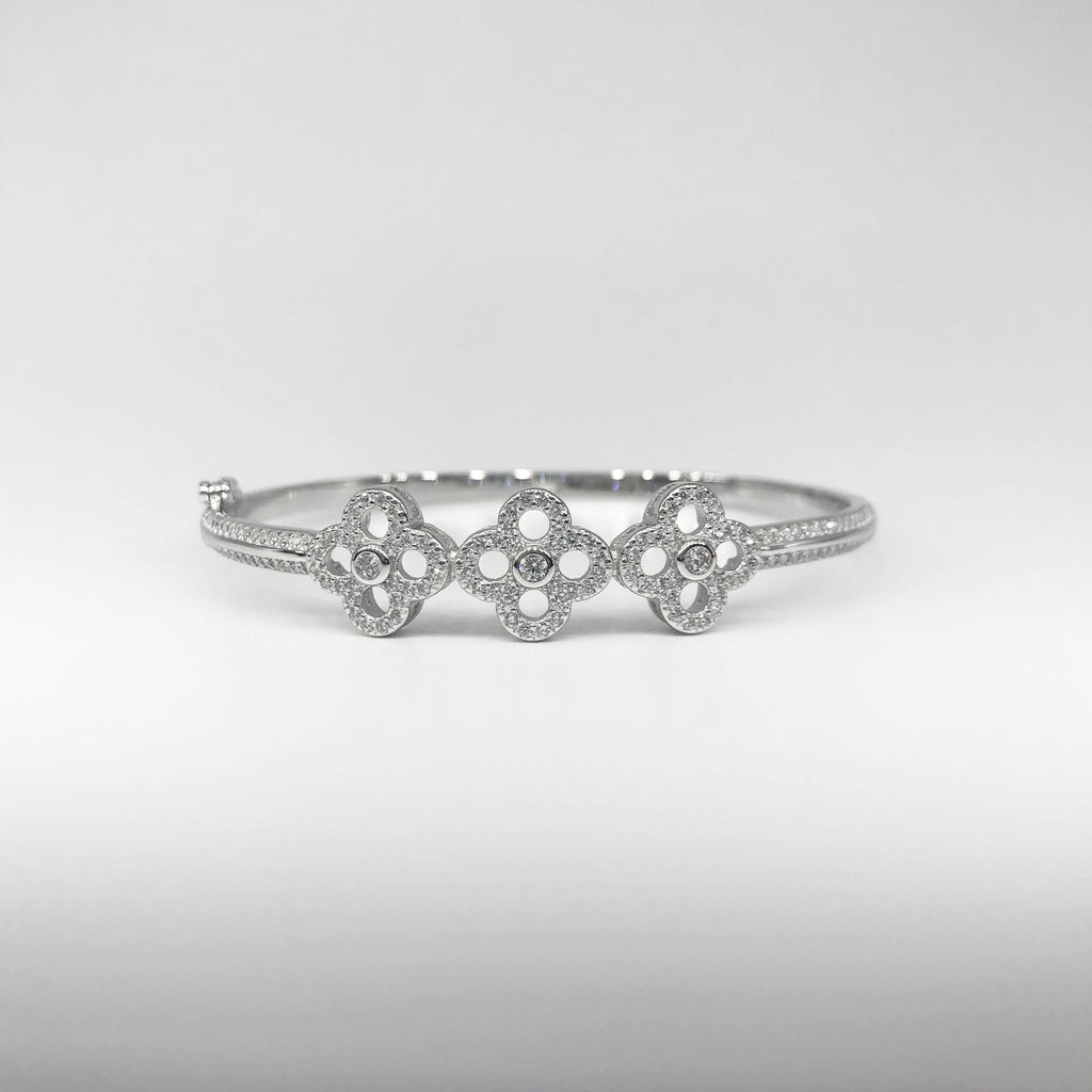 Triple Clovers Silver Bracelet