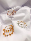 White Daisy Floral Hoop Earrings