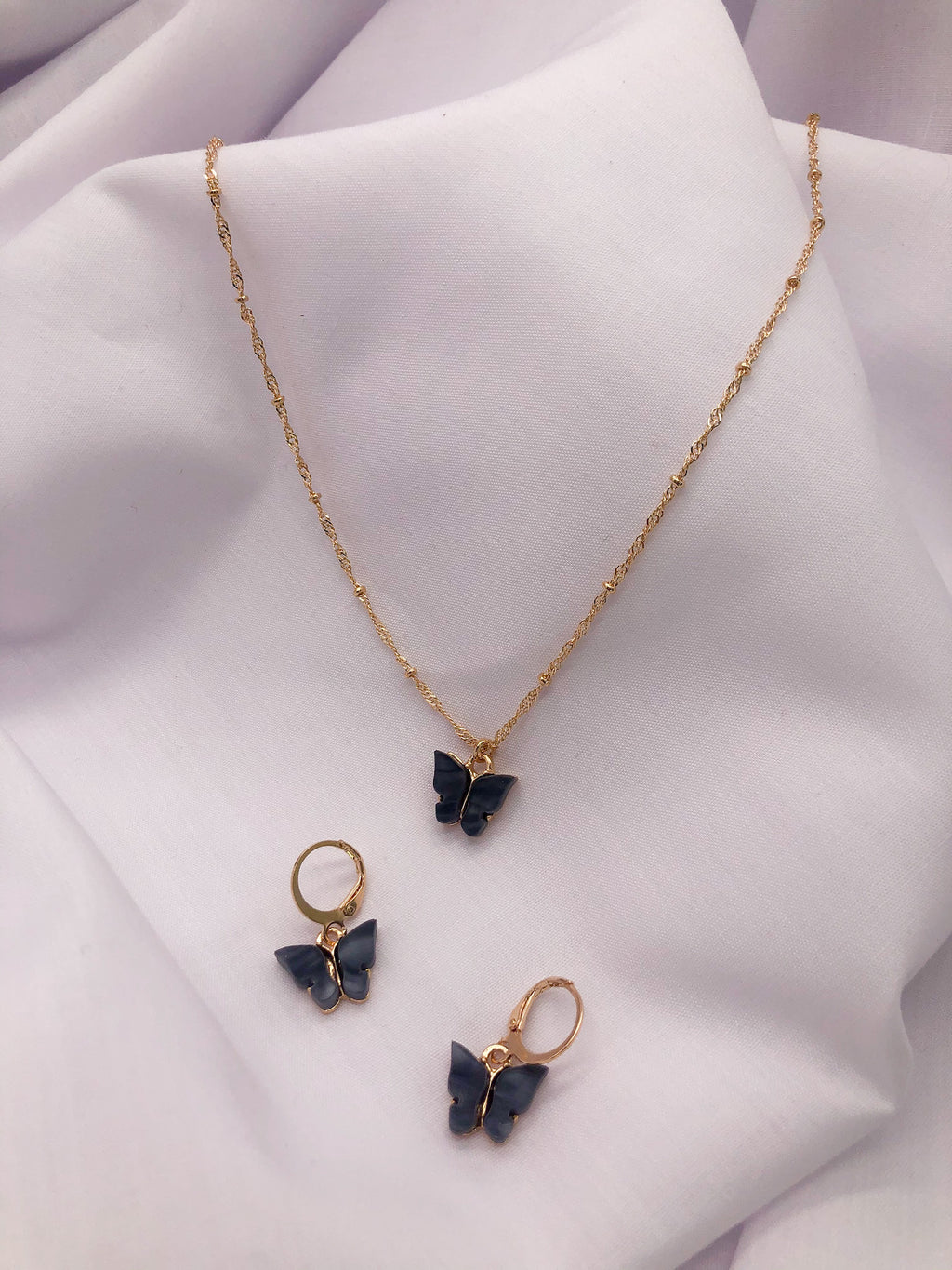 Little Black Butterfly Jewelry Set