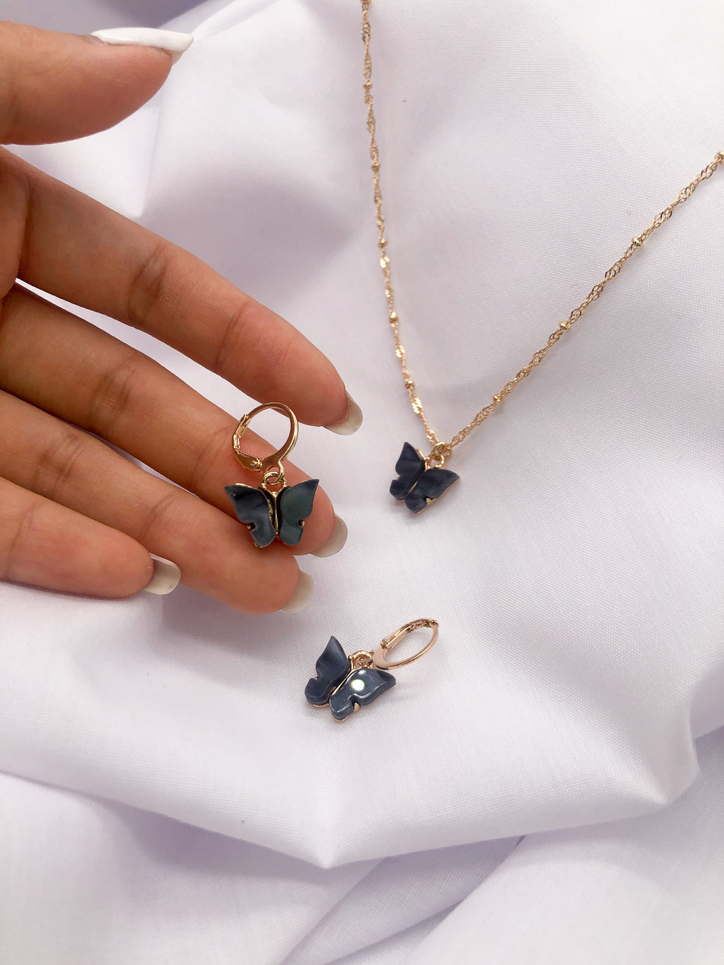 Little Black Butterfly Jewelry Set
