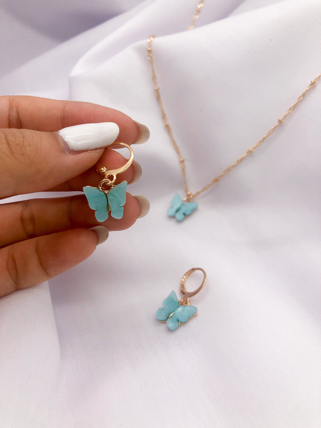 Little Turquoise Butterfly Jewelry Set