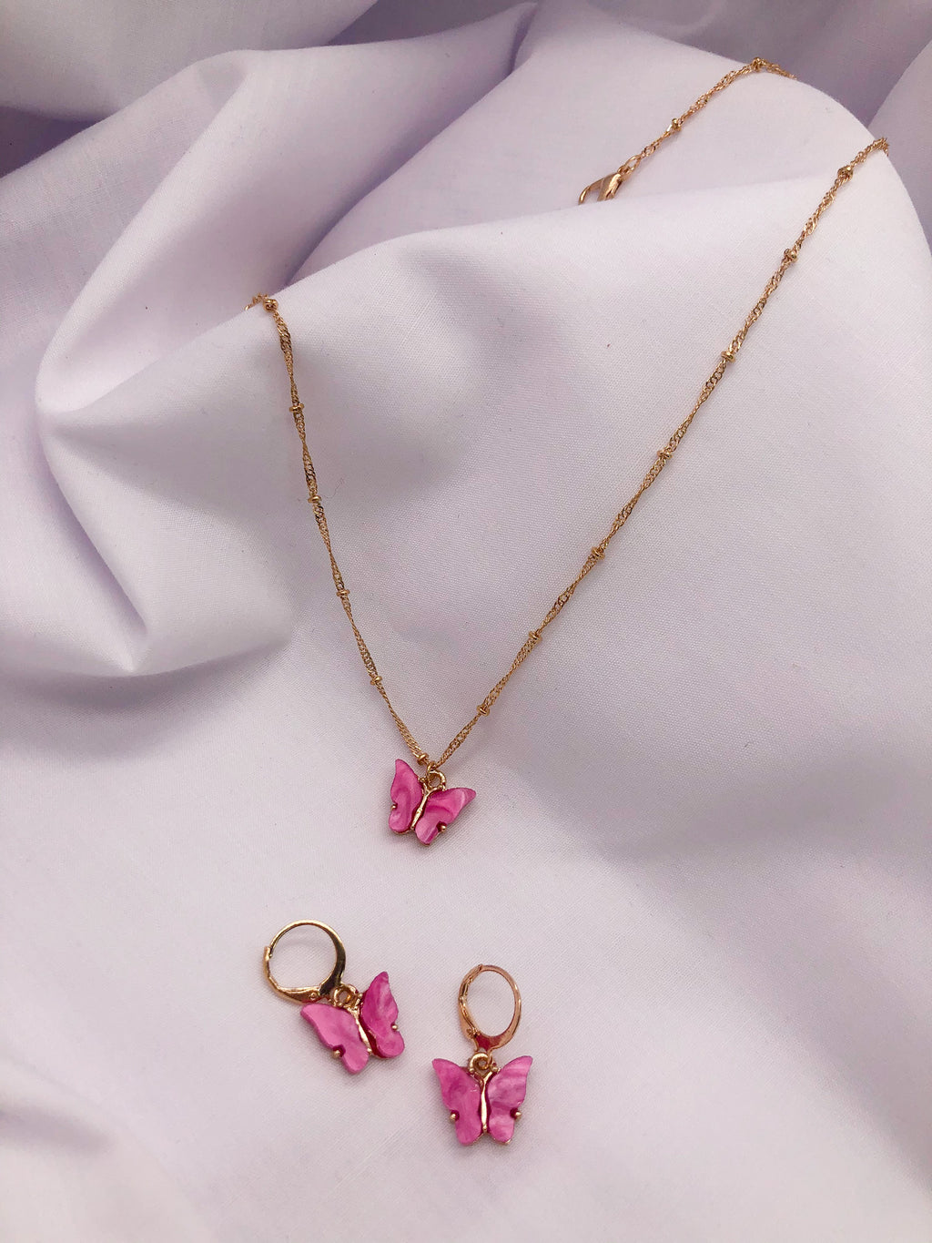 Little Pink Butterfly Jewelry Set