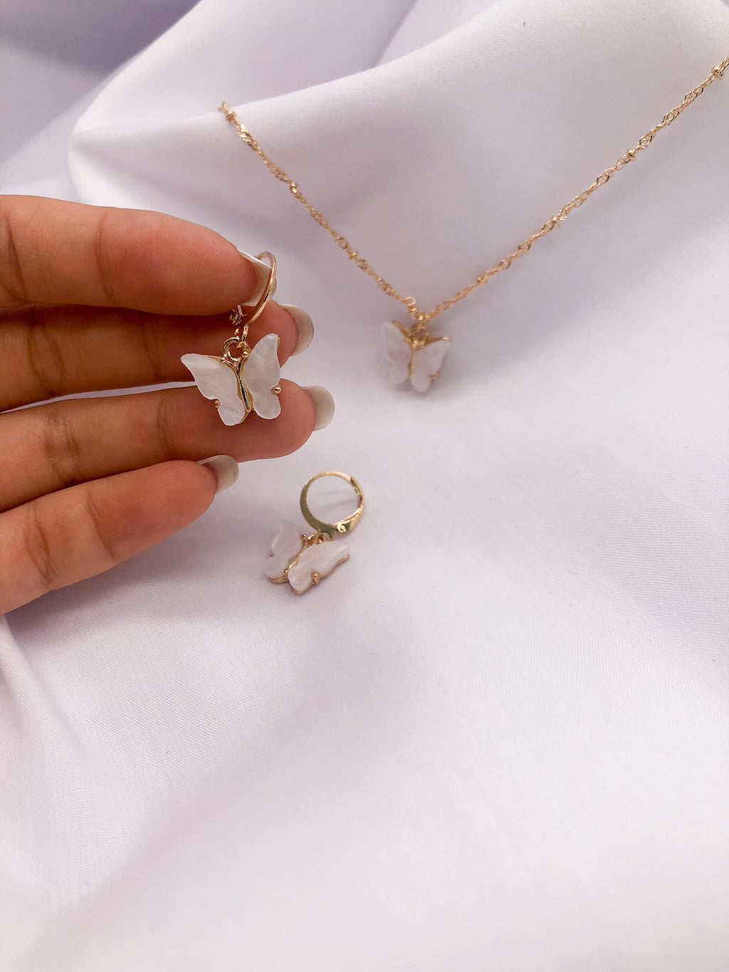 Little White Butterfly Jewelry Set