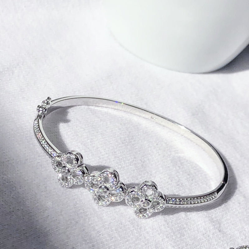 Triple Clovers Silver Bracelet