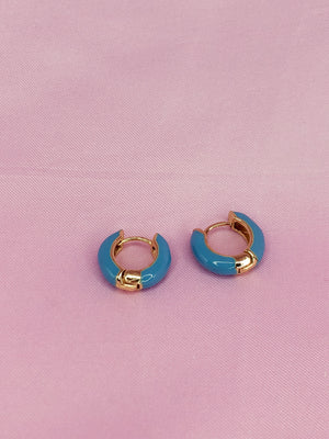 Blue Mini Hoop Earrings