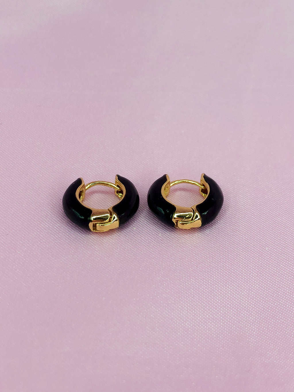 Black Mini Hoop Earrings