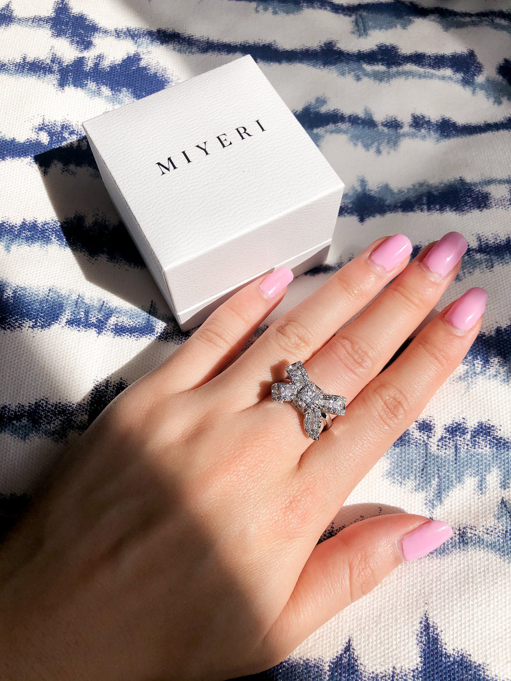 Crystal Bow Silver Ring