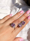 Luxury Pink Square Ring + Stud Set