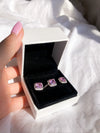 Luxury Pink Square Ring + Stud Set