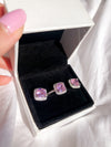 Luxury Pink Square Ring + Stud Set