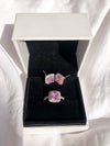 Luxury Pink Square Ring + Stud Set