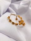 White Daisy Floral Hoop Earrings