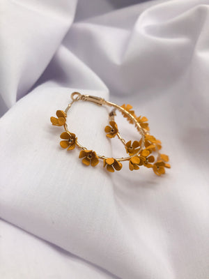 White Daisy Floral Hoop Earrings