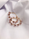 Pink Daisy Floral Hoop Earrings