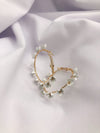 White Daisy Floral Hoop Earrings