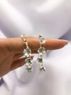 White Daisy Floral Hoop Earrings
