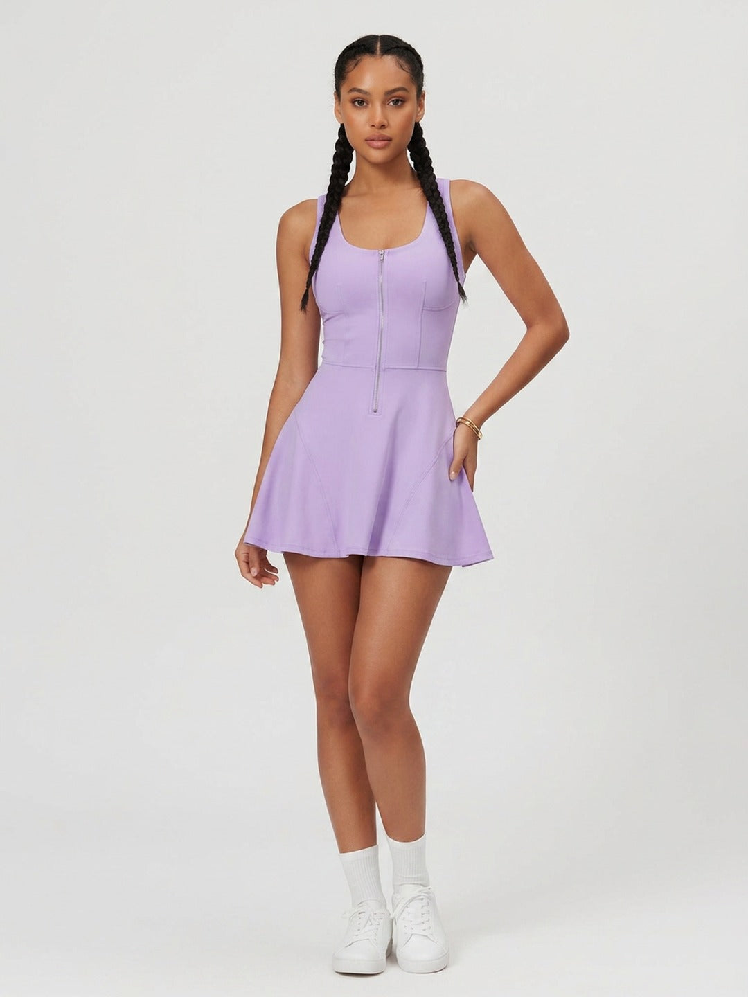 Zip Front Court Dress - Purple