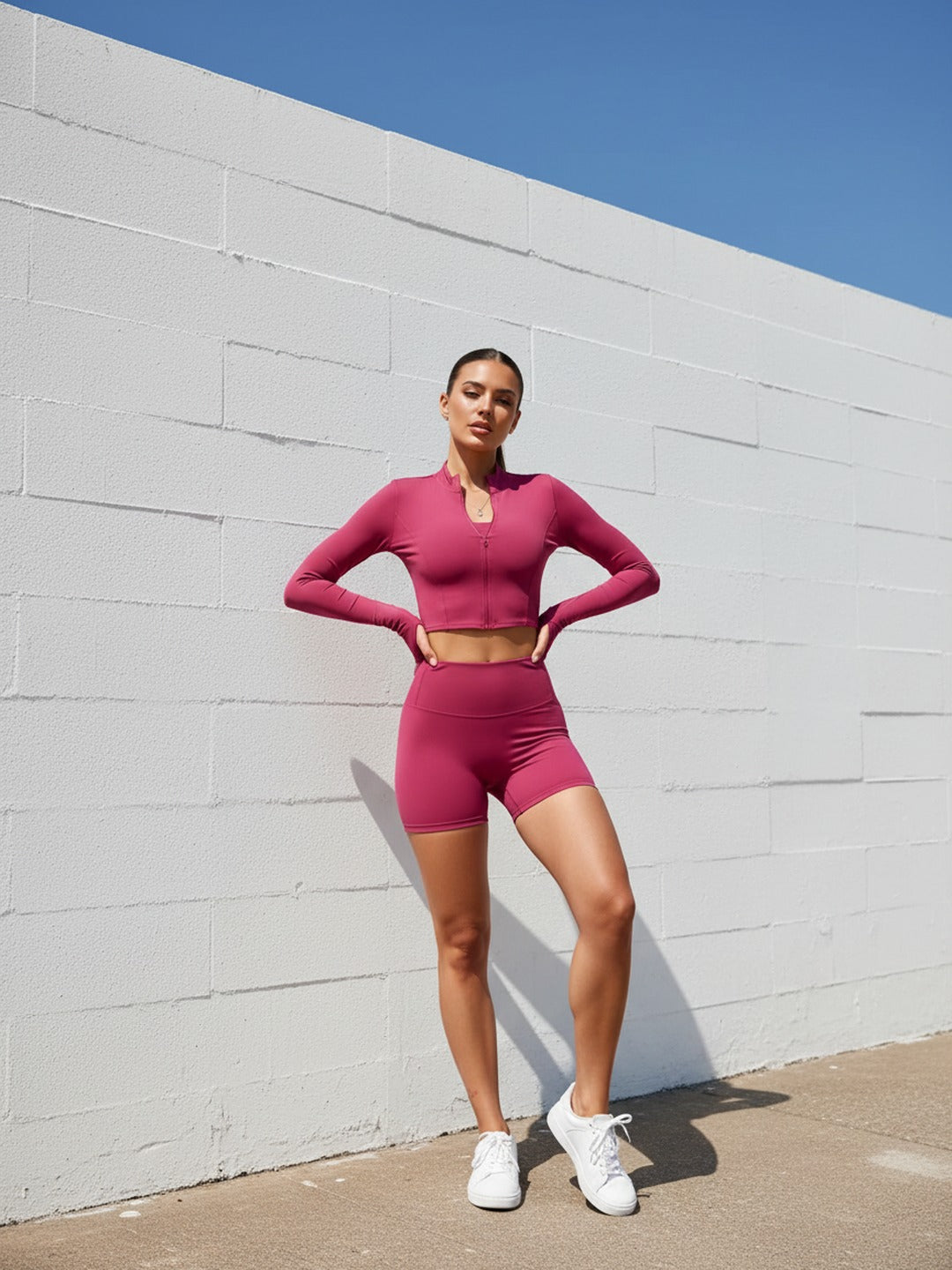 Ocean Orchid Sports Bra & Bike Shorts Set - Rose